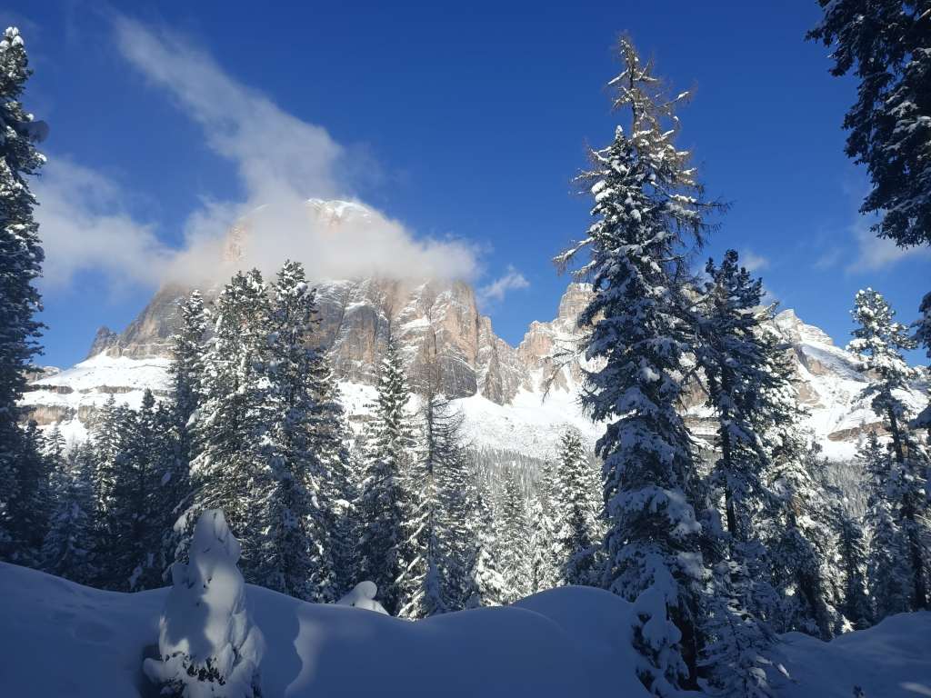 panorama Dolomiti d'Ampezzo, Cortina d'Ampezzo, trekking Cinque Torri in invernale per il rifugio Scoiattoli