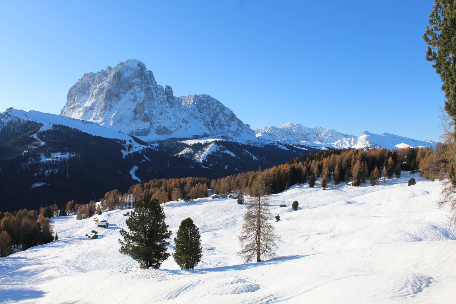 Sassolungo veduta dal rifugio Juac, escursione al rifugio Firenze